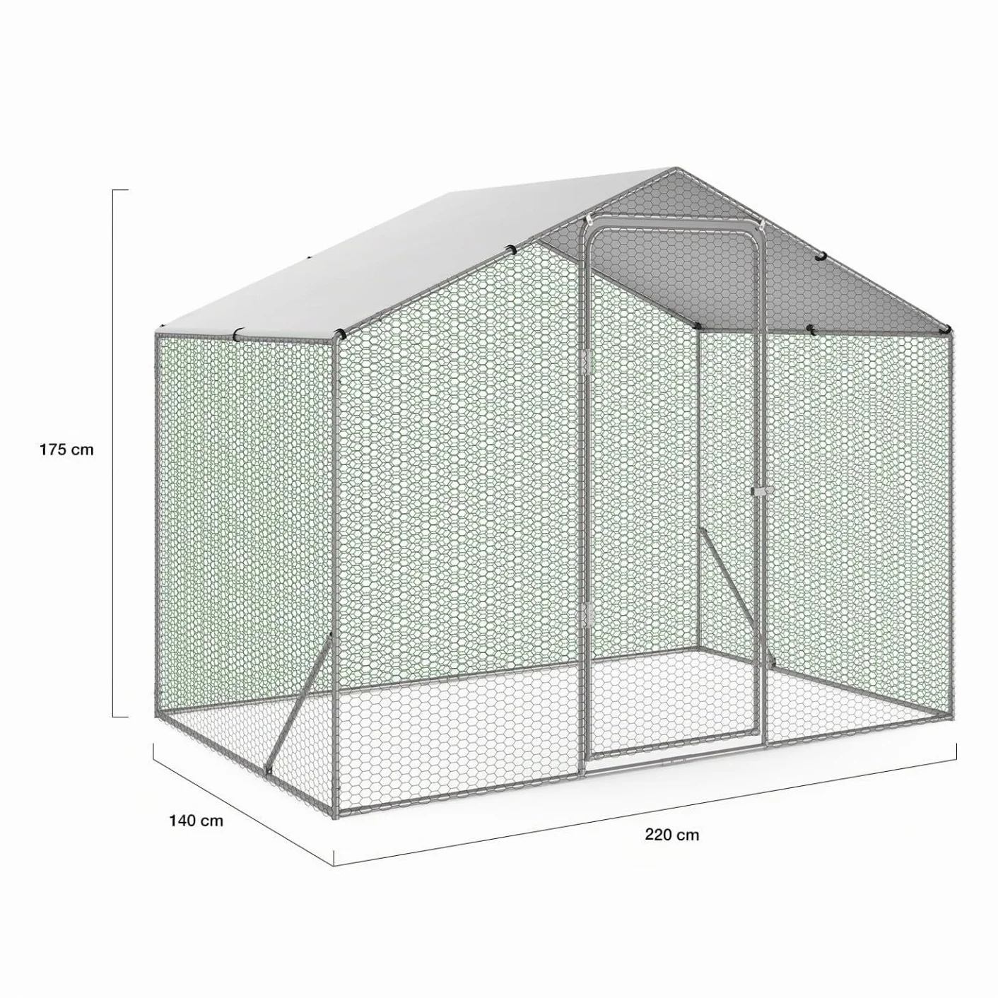 Corral para gallinas de 3 m² Acero galvanizado 2,20x1,4 m