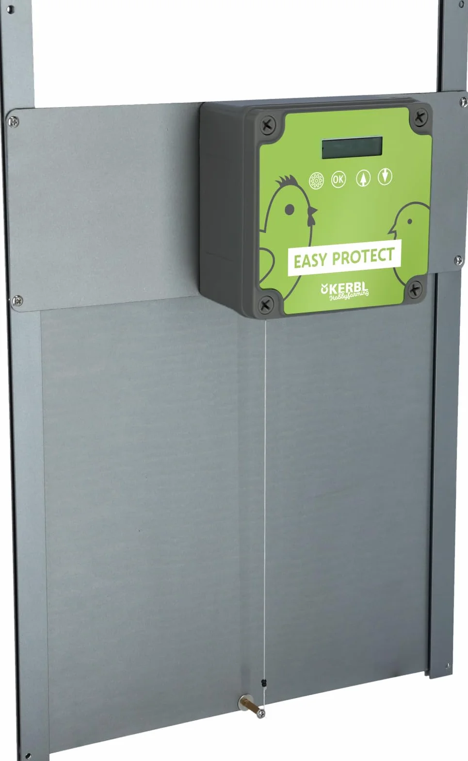 Kerbl EasyProtect 70590 - Juego Completo de Puerta automática para gallinas (con Sensor de luz, 32,5 x 58 cm, Funciona con Pilas o Red)