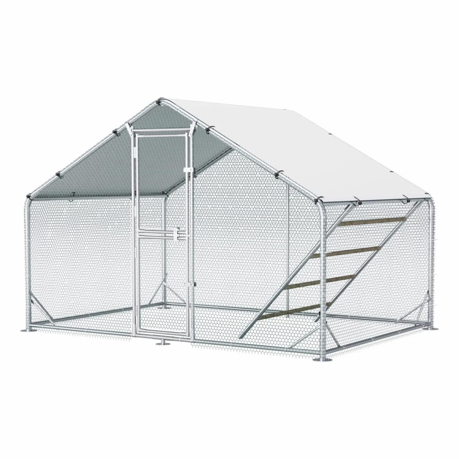 Gallinero grande de metal 3x2x2 m con cubierta de techo, para jardín, resistente a la intemperie, para 6-10 gallinas