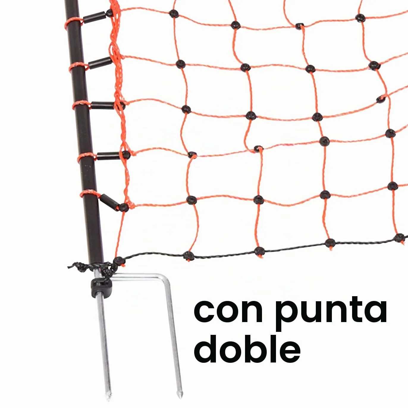 VOSS.farming Malla eléctrica para gallinas y Animales domésticos, Rollo de 50m de Longitud y 112cm de Altura, 16 Postes con Punta Doble y Kit de reparación