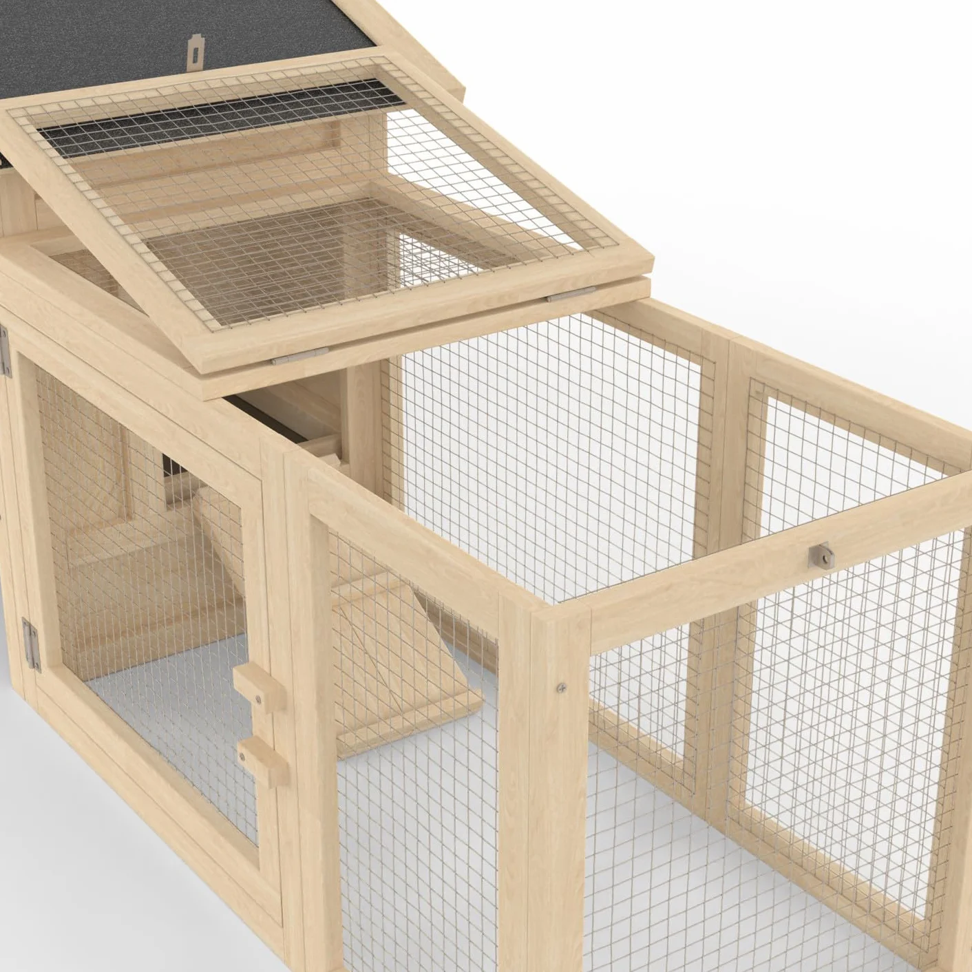 IDMarket - Gallinero sobre pilotes con recinto y ponderador de madera