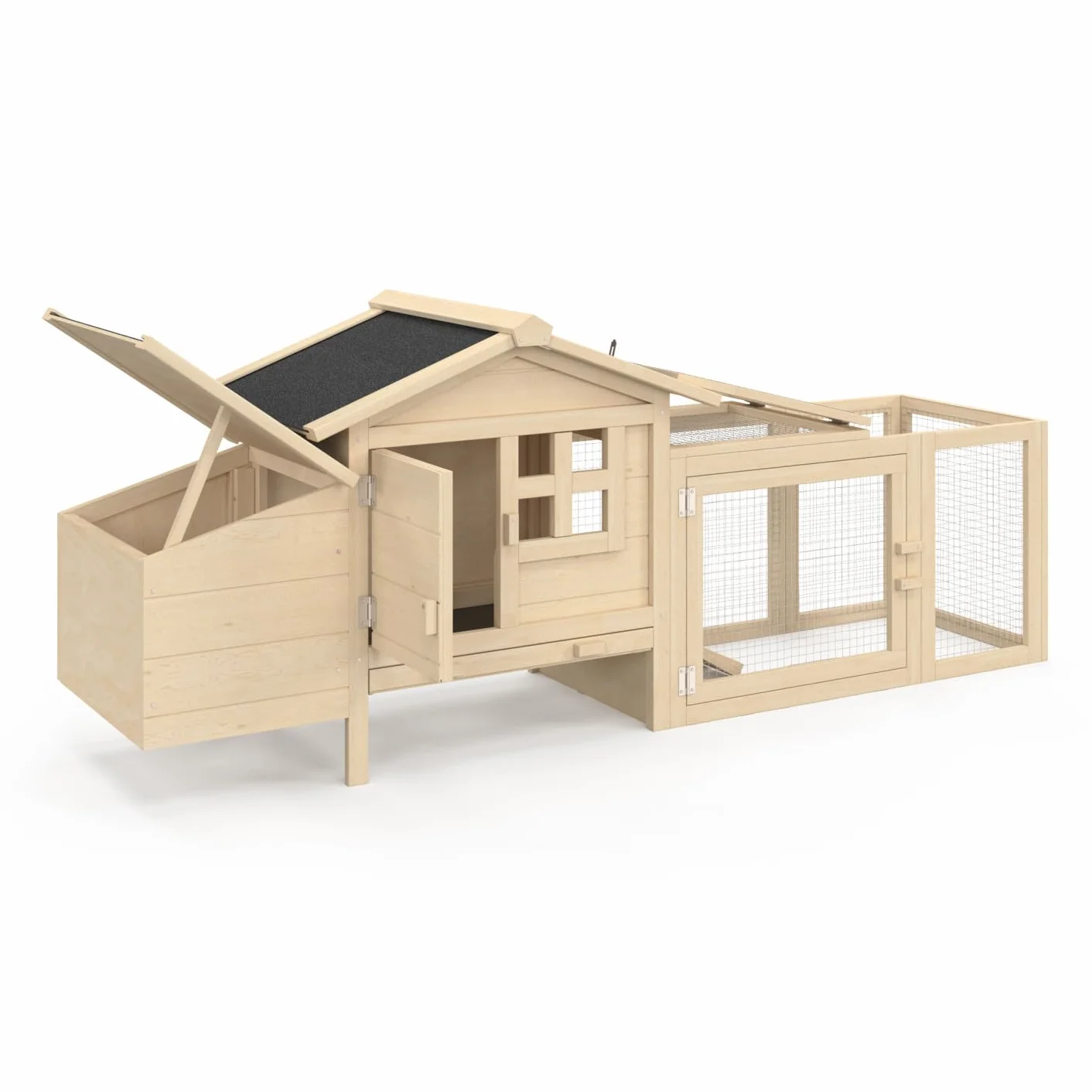 IDMarket - Gallinero sobre pilotes con recinto y ponderador de madera