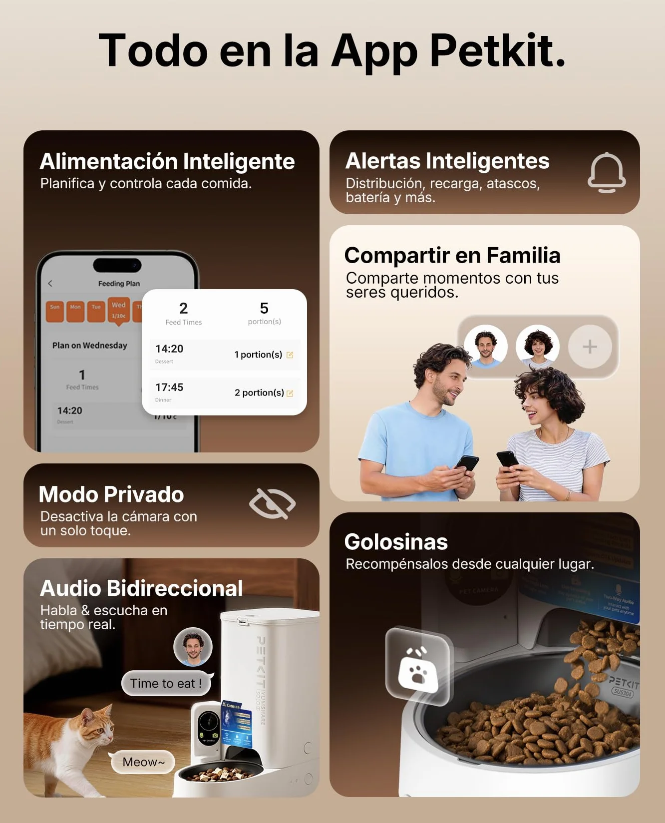PETKIT Nuevo Comedero Gato Automatico con Cámara, Reconocimiento de Varios Gatos, 2.4G & 5GHz WiFi, 3L Dispensador Comida Gatos/Perros, 1080P HD, Función AI, App Control, Cuenco de Acero Inoxidable