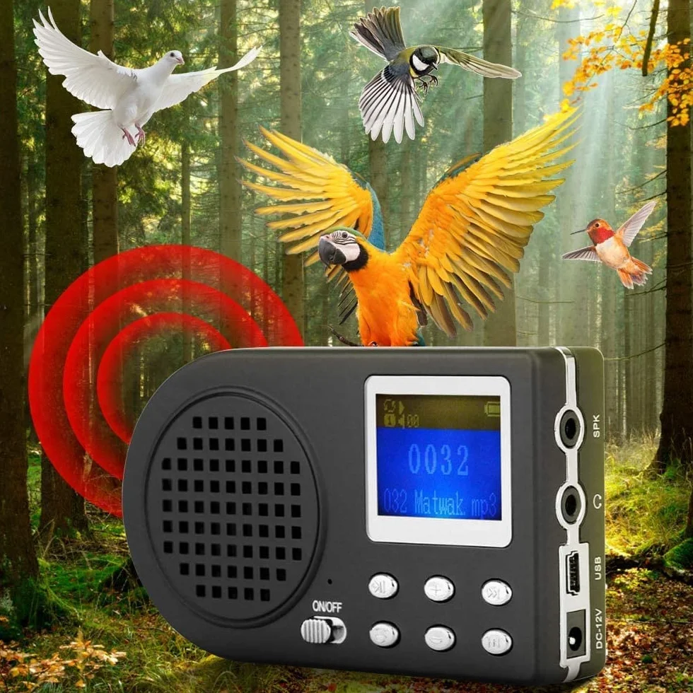 Señuelos de Caza de Pájaros Reproductor MP3 Altavoz Amplificador Inalámbrico