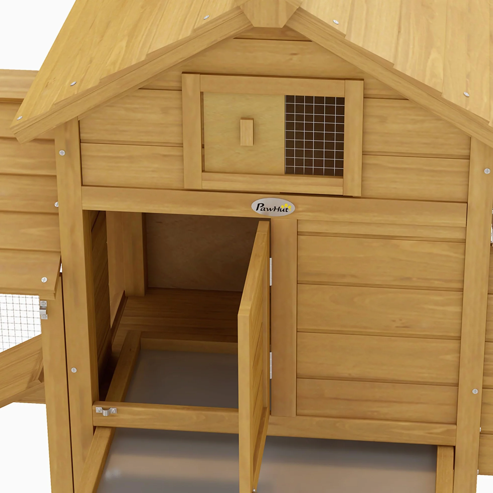 PawHut Gallinero de Madera para Exterior XXL con 2 Corrales, Caja Nido, Bandeja Extraíble 151,5x54x87 cm