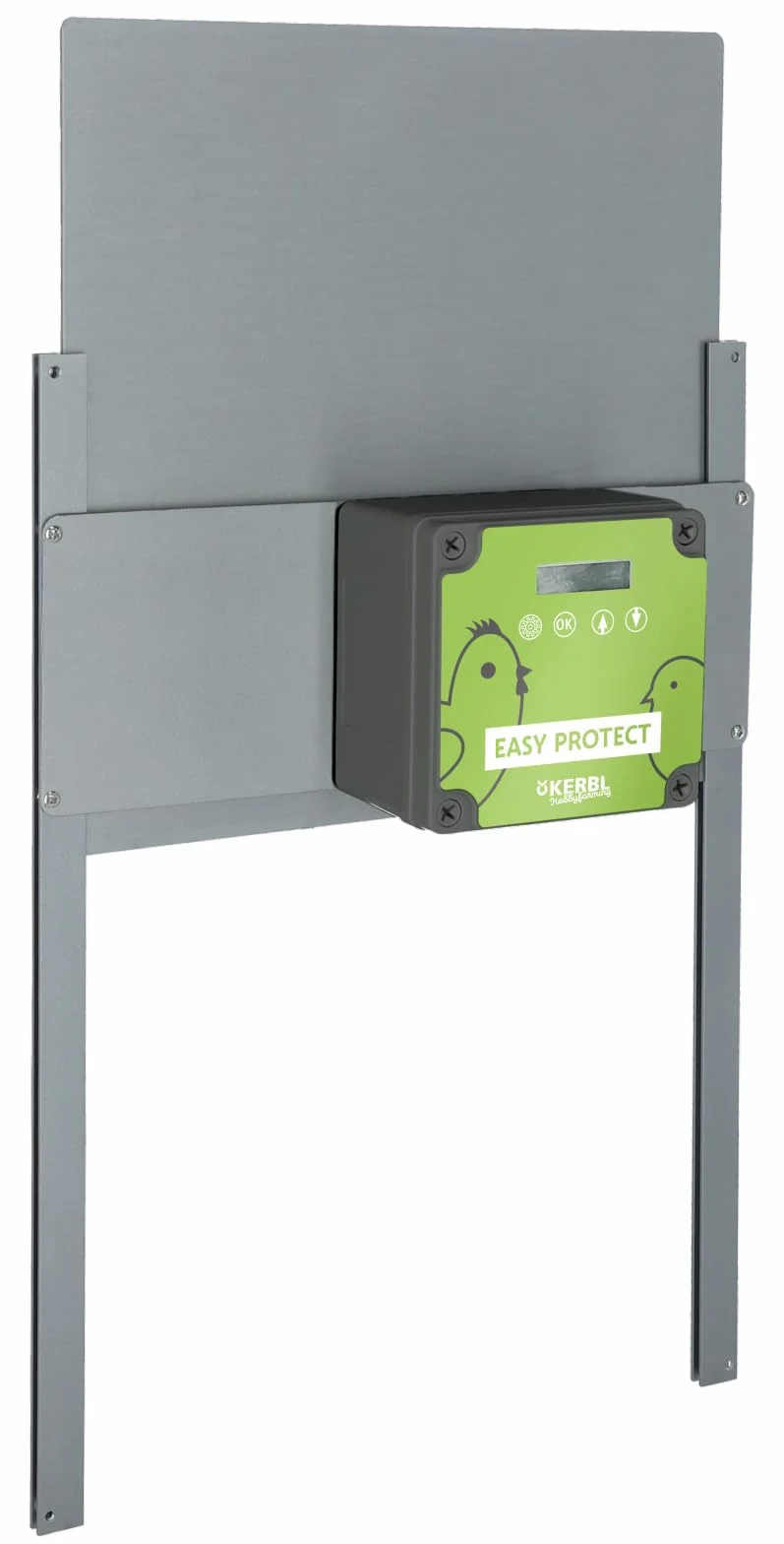 Kerbl EasyProtect 70590 - Juego Completo de Puerta automática para gallinas (con Sensor de luz, 32,5 x 58 cm, Funciona con Pilas o Red)