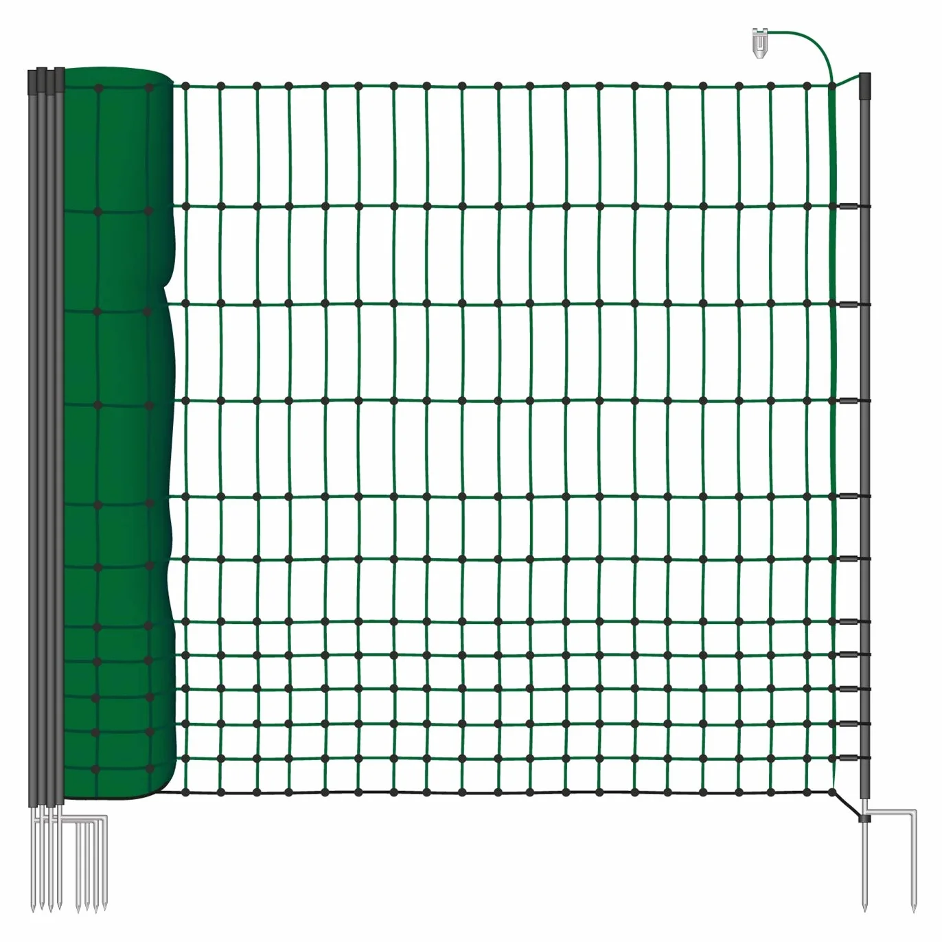 VOSS.farming Malla eléctrica para gallinas farmNET 50m 112cm 16 Postes Kit reparación