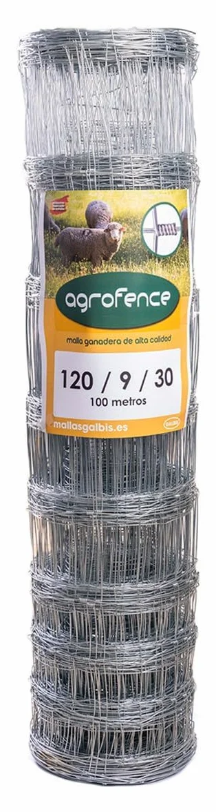 Malla Anudada Agrofence 120/9/30 | Rollo de: 100m | Color: Gris | Diámetro: 2.4mm